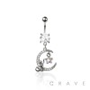 316L SURGICAL STEEL MULTI CZ MOON CAT STAR BELLY BUTTON NAVEL RING 